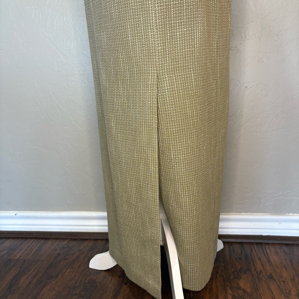 Conrad C Collection Wool Blend Maxi Skirt | Green Textured | Size 10 - Picture 7 of 16